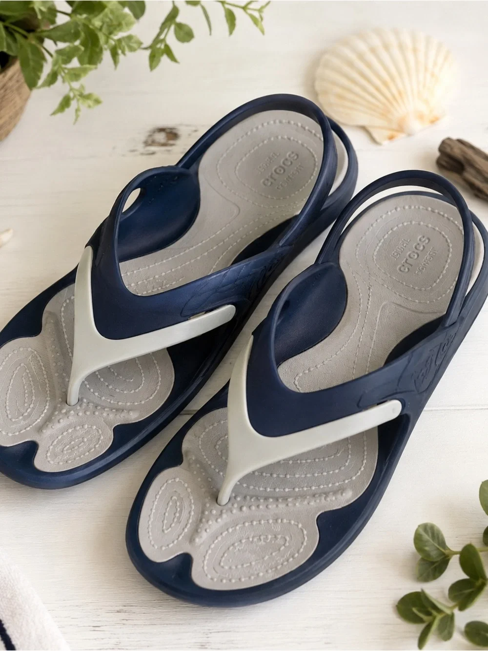 Crocs Modi Sport Flip Flop Mens Size 15 Navy Blue Grey Sandals